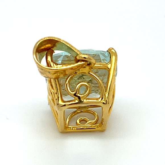Certified Aquamarine 10.83ct Solid 18K Pendant - Picture 4 of 7